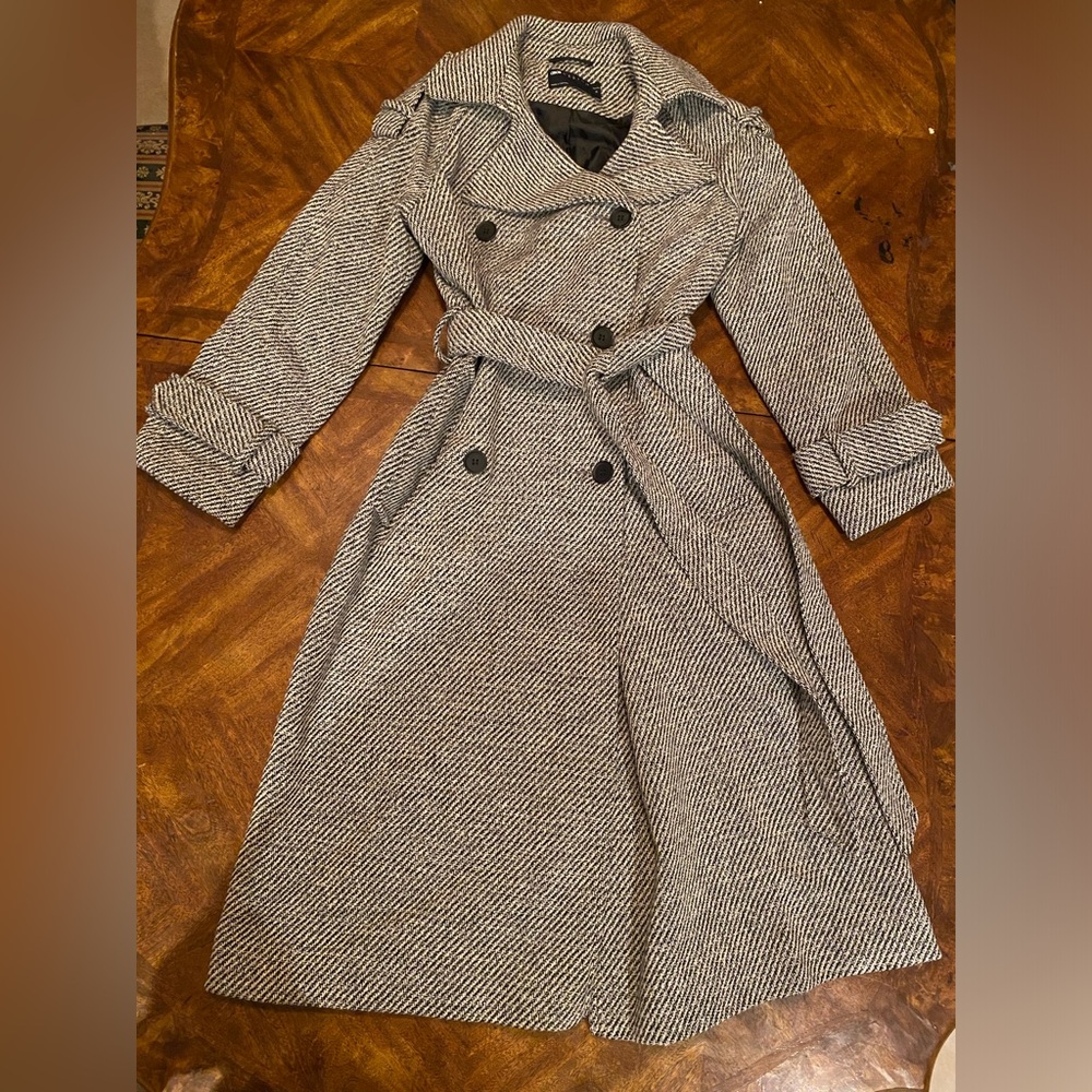 ASOS DESIGN XS formal trench coat in salt and pepper